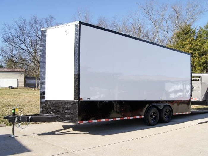 SLE Enclosed Trailers 8.5x20 White V-Nose Enclosed Trailer With Blackout Pkg (2) 5,200lb Axles 3 SLE Enclosed Trailers 8.5x20 White V-Nose Enclosed Trailer With Blackout Pkg (2) 5,200lb Axles