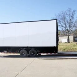 SLE Enclosed Trailers 8.5x20 White V-Nose Enclosed Trailer With Blackout Pkg (2) 5,200lb Axles 10 SLE Enclosed Trailers 8.5x20 White V-Nose Enclosed Trailer With Blackout Pkg (2) 5,200lb Axles -SLE Equipment shop 20100814 dsc02691