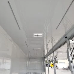 SLE Enclosed Trailers 8.5' X 48' White Gooseneck Enclosed Trailer Storage
