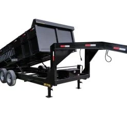 SLE Dump Trailers Gooseneck Dump Trailer 7' X 16' Hydraulic 3 Ft Sides Mulch