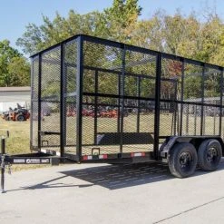 SLE Utility Trailers 6.4' X 14' Tandem Axle Straight Utility Trailer - Mesh 6' Sides