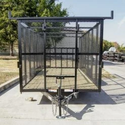 Alternative view of SLE Utility Trailers 7x18 Tandem Straight Deck Utility Trailer 6ft Mesh Sides Ladder Racks