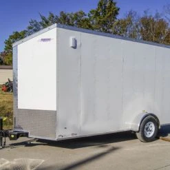 SLE Enclosed Trailers 6x14 White Slant Top V-Nose Enclosed Trailer 3,500lb Axle