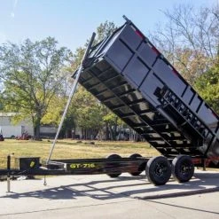 SLE Dump Trailers 7x16 Telescopic Dump Trailer With 4ft Sides (2) 7K Axles