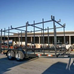SLE Utility Trailers 6.4 X 16 Straight Deck Tandem Axle Utility Trailer W/ 6ft Ladder Racks
