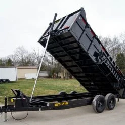 SLE Dump Trailers 7x16 Telescopic Dump Trailer With 3ft Sides (2) 7K Axles
