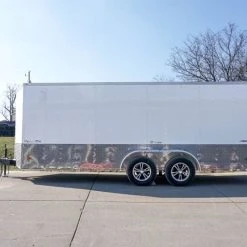 SLE Enclosed Trailers Enclosed Trailer Custom 7'x18' White Tandem Axle With Ramp And E-Tracks Storage -SLE Equipment shop dsc02780 2