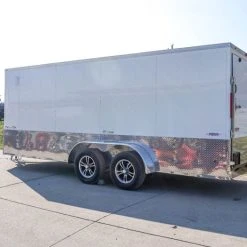 SLE Enclosed Trailers Enclosed Trailer Custom 7'x18' White Tandem Axle With Ramp And E-Tracks Storage -SLE Equipment shop dsc02781 1