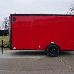 SLE Enclosed Trailers 6x12 Enclosed Trailer Red V-Nose Blackout Package 3,500lb Axle Storage -SLE Equipment shop dsc03369 1