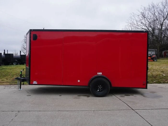 SLE Enclosed Trailers 7x14 Enclosed Trailer Red V-Nose Blackout Package 3,500lb Axle Storage 6 SLE Enclosed Trailers 7x14 Enclosed Trailer Red V-Nose Blackout Package 3,500lb Axle Storage - Image 4