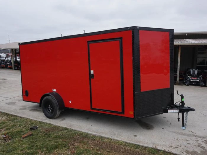SLE Enclosed Trailers 7x14 Enclosed Trailer Red V-Nose Blackout Package 3,500lb Axle Storage 3 SLE Enclosed Trailers 7x14 Enclosed Trailer Red V-Nose Blackout Package 3,500lb Axle Storage
