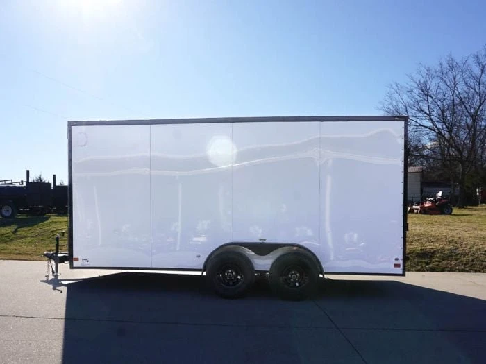 SLE Enclosed Trailers 7x16 Enclosed Trailer White V-Nose Blackout Package Tandem Axle Storage 6 SLE Enclosed Trailers 7x16 Enclosed Trailer White V-Nose Blackout Package Tandem Axle Storage - Image 4