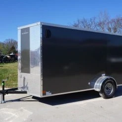 SLE Enclosed Trailers Enclosed Trailer 6'x12' Charcoal- V-Nose 3,500 Lb. Axle Storage