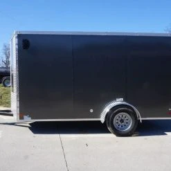 SLE Enclosed Trailers Enclosed Trailer 6'x12' Charcoal- V-Nose 3,500 Lb. Axle Storage -SLE Equipment shop dsc04415
