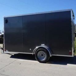 SLE Enclosed Trailers Enclosed Trailer 6'x12' Charcoal- V-Nose 3,500 Lb. Axle Storage -SLE Equipment shop dsc04416