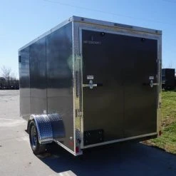 SLE Enclosed Trailers Enclosed Trailer 6'x12' Charcoal- V-Nose 3,500 Lb. Axle Storage -SLE Equipment shop dsc04417