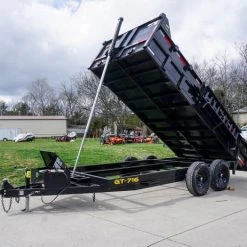 SLE Dump Trailers 7x16 Telescopic Dump Trailer With 2ft Sides (2) 7K Axles