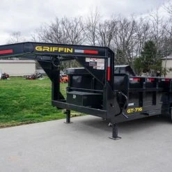 SLE Dump Trailers Hydraulic 7'x16' 2ft Side Gooseneck Dump Trailer (2) 7K Axles