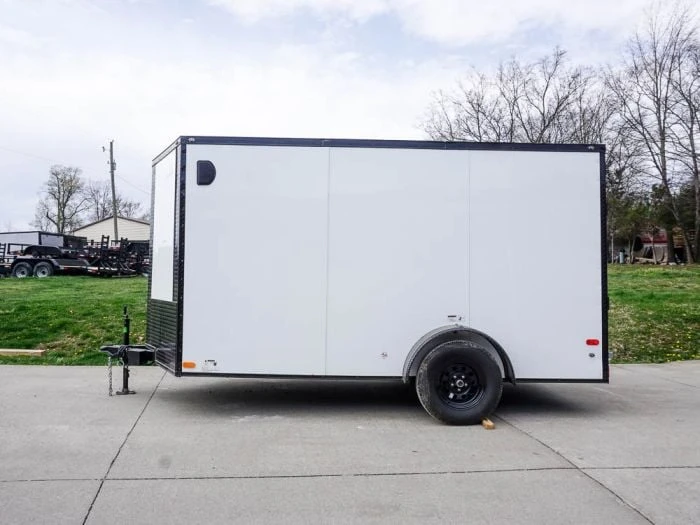 SLE Enclosed Trailers 7x12 Enclosed Trailer White V-Nose Blackout Package 3,500lb Axle Storage 6 SLE Enclosed Trailers 7x12 Enclosed Trailer White V-Nose Blackout Package 3,500lb Axle Storage - Image 4