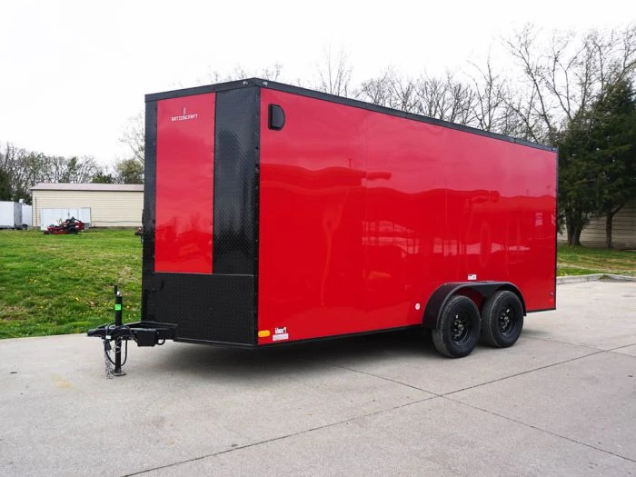 SLE Enclosed Trailers 7x16 Enclosed Trailer Red V-Nose Blackout Pkg Tandem Axle Storage 4 SLE Enclosed Trailers 7x16 Enclosed Trailer Red V-Nose Blackout Pkg Tandem Axle Storage - Image 2