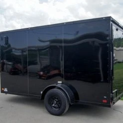 SLE Enclosed Trailers 6x12 Enclosed Trailer Black V-Nose Blackout Package 3,500lb Axle Storage -SLE Equipment shop dsc08810