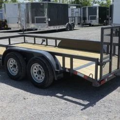 SLE Utility Trailers 6.4x14 Grey Dovetail Utility Trailer (2) 3,500 Lb Axles 12 SLE Utility Trailers 6.4x14 Grey Dovetail Utility Trailer (2) 3,500 Lb Axles -SLE Equipment shop grey6x14tan5