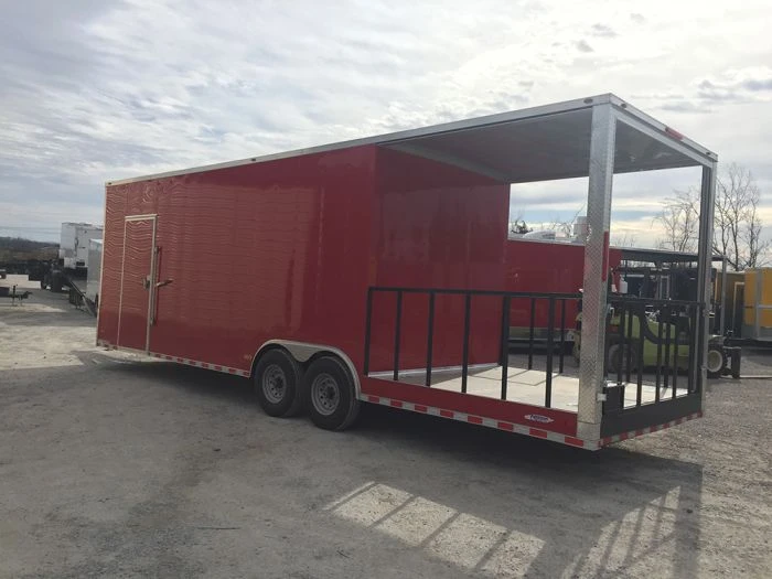 SLE Enclosed Trailers 8.5' X 28' Victory Red Porch Style Enclosed Trailer Storage 7 SLE Enclosed Trailers 8.5' X 28' Victory Red Porch Style Enclosed Trailer Storage - Image 5