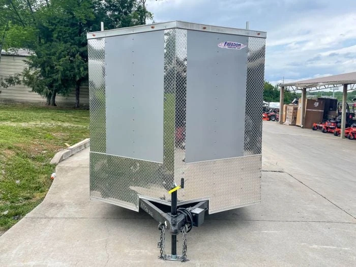 SLE Enclosed Trailers 7x14 Enclosed V-Nose Trailer Silver With Ladder Racks (2) 3,500lb Axles Storage 4 SLE Enclosed Trailers 7x14 Enclosed V-Nose Trailer Silver With Ladder Racks (2) 3,500lb Axles Storage - Image 2