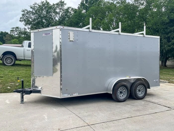 SLE Enclosed Trailers 7x14 Enclosed V-Nose Trailer Silver With Ladder Racks (2) 3,500lb Axles Storage 5 SLE Enclosed Trailers 7x14 Enclosed V-Nose Trailer Silver With Ladder Racks (2) 3,500lb Axles Storage - Image 3