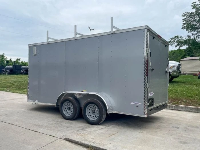 SLE Enclosed Trailers 7x14 Enclosed V-Nose Trailer Silver With Ladder Racks (2) 3,500lb Axles Storage 7 SLE Enclosed Trailers 7x14 Enclosed V-Nose Trailer Silver With Ladder Racks (2) 3,500lb Axles Storage - Image 5