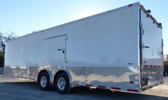 SLE Enclosed Trailers Enclosed Trailer 8.5' X 28' White Motorcycle Car Event Trailer Storage 3 SLE Enclosed Trailers Enclosed Trailer 8.5' X 28' White Motorcycle Car Event Trailer Storage