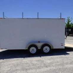 SLE Enclosed Trailers 7x14 Enclosed Trailer White V-Nose Ladder Racks (2) 3500lb Axles Storage 12 SLE Enclosed Trailers 7x14 Enclosed Trailer White V-Nose Ladder Racks (2) 3500lb Axles Storage -SLE Equipment shop p1250437edited