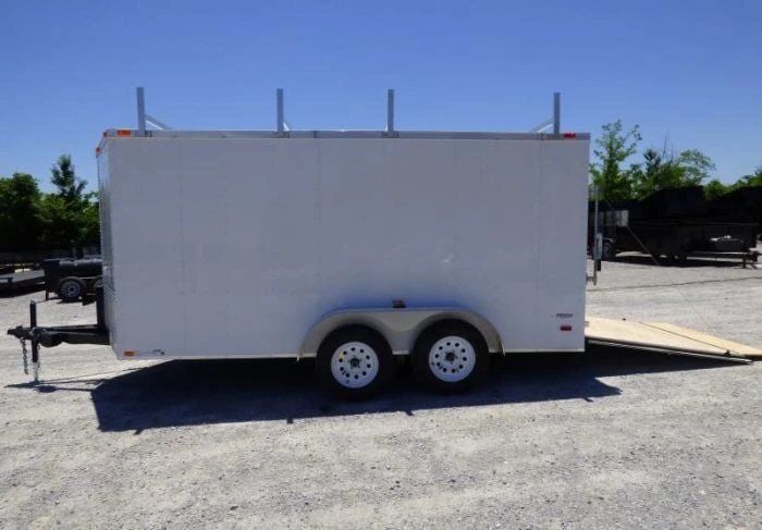 SLE Enclosed Trailers 7x14 Enclosed Trailer White V-Nose Ladder Racks (2) 3500lb Axles Storage 7 SLE Enclosed Trailers 7x14 Enclosed Trailer White V-Nose Ladder Racks (2) 3500lb Axles Storage - Image 5