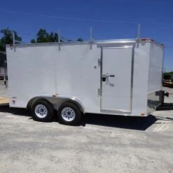 SLE Enclosed Trailers 7x14 Enclosed Trailer White V-Nose Ladder Racks (2) 3500lb Axles Storage 13 SLE Enclosed Trailers 7x14 Enclosed Trailer White V-Nose Ladder Racks (2) 3500lb Axles Storage -SLE Equipment shop p1250441edited
