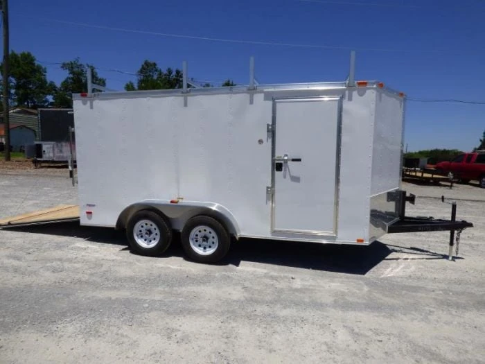 SLE Enclosed Trailers 7x14 Enclosed Trailer White V-Nose Ladder Racks (2) 3500lb Axles Storage 8 SLE Enclosed Trailers 7x14 Enclosed Trailer White V-Nose Ladder Racks (2) 3500lb Axles Storage - Image 6