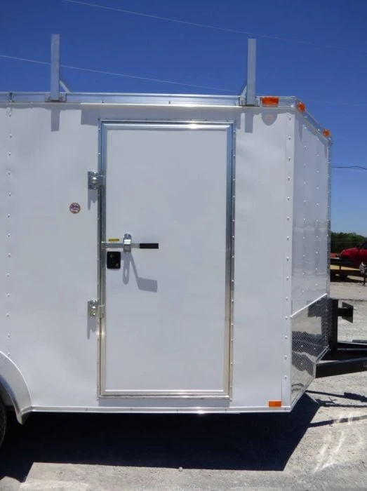 SLE Enclosed Trailers 7x14 Enclosed Trailer White V-Nose Ladder Racks (2) 3500lb Axles Storage 6 SLE Enclosed Trailers 7x14 Enclosed Trailer White V-Nose Ladder Racks (2) 3500lb Axles Storage - Image 4